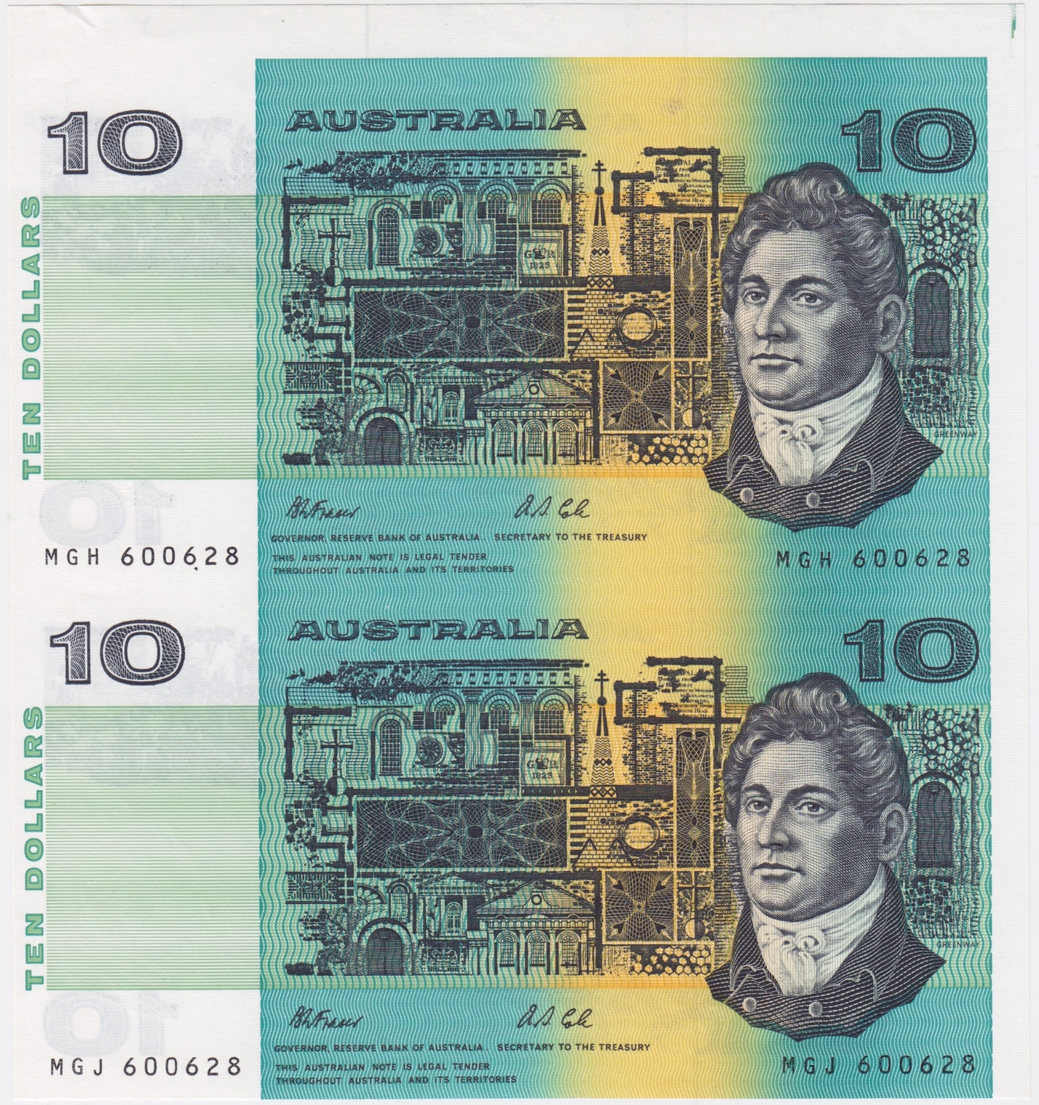 1991 Ten Dollar Uncut Vertical Pair product image