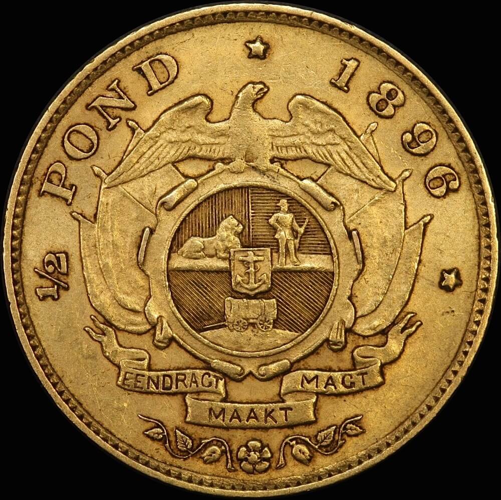 South Africa 1896 Gold 1/2 Pond PCGS AU55 product image