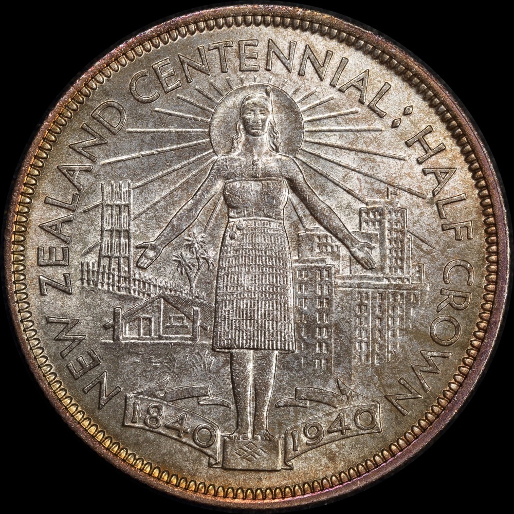 New Zealand 1940 Silver Half Crown KM#14 Uncirculated product image