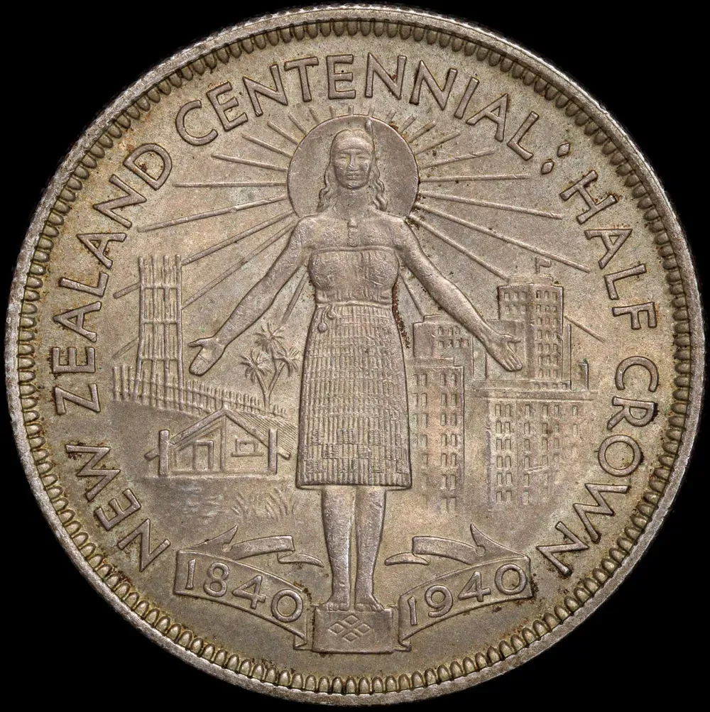 New Zealand 1940 Silver Half Crown Centennial KM#14 Uncirculated product image