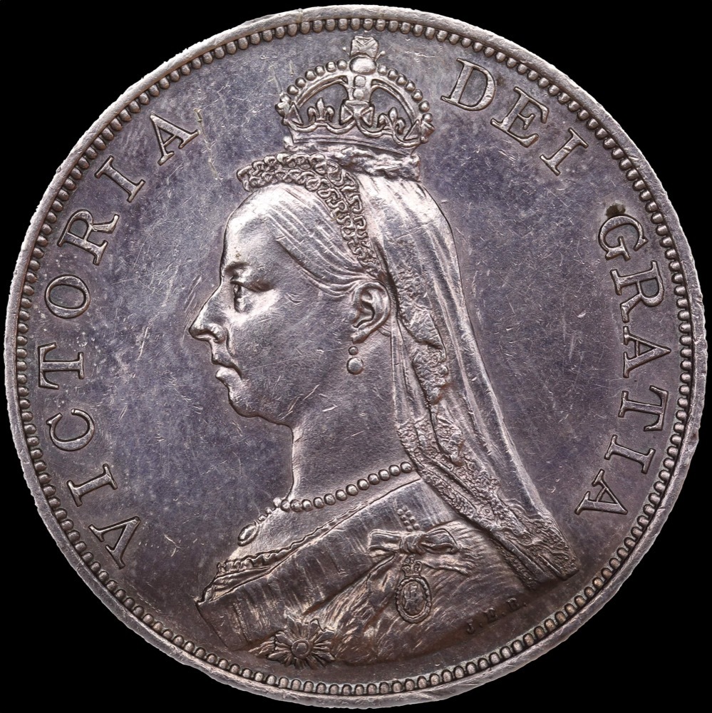 1887 Silver Double Florin Victoria Arabic 1 S#3923 about Unc product image