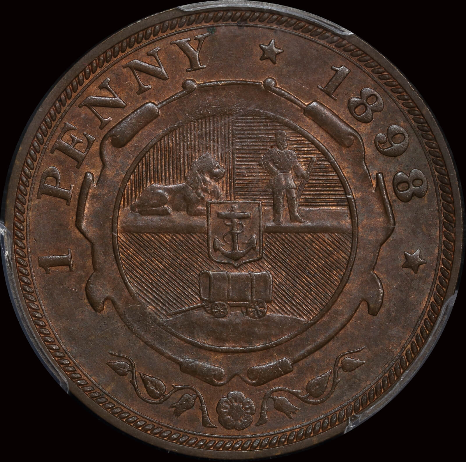 South Africa 1898 Copper Penny KM#2 PCGS MS63BN product image