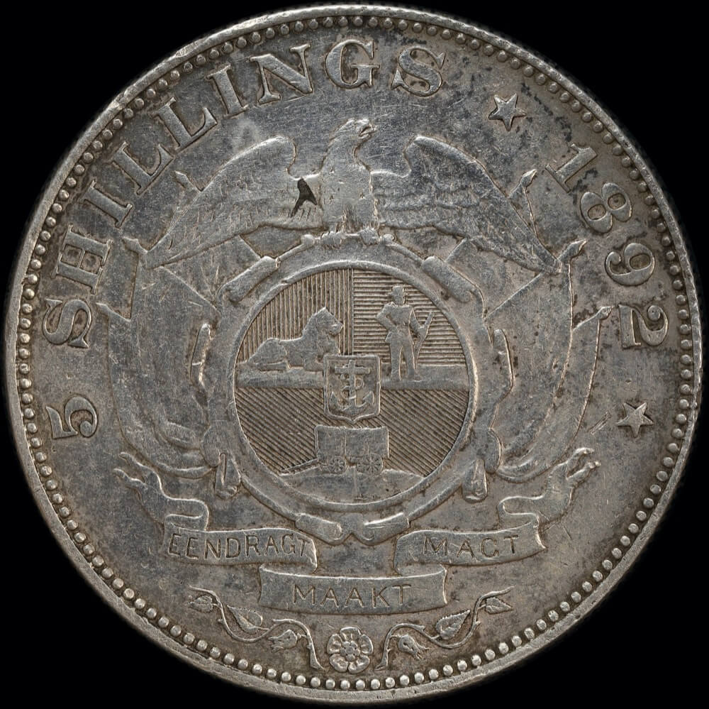 South Africa 1892 Silver 5 Shillings KM# 8.1 good VF product image