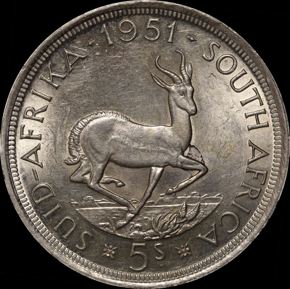 South Africa 1951 Silver 5 Shillings KM#40.2 about Unc product image