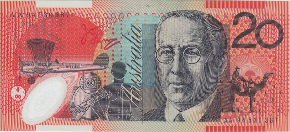 1994 $20 Note AA94 First Polymer Prefix Fraser/Evans R416aF Uncirculated product image