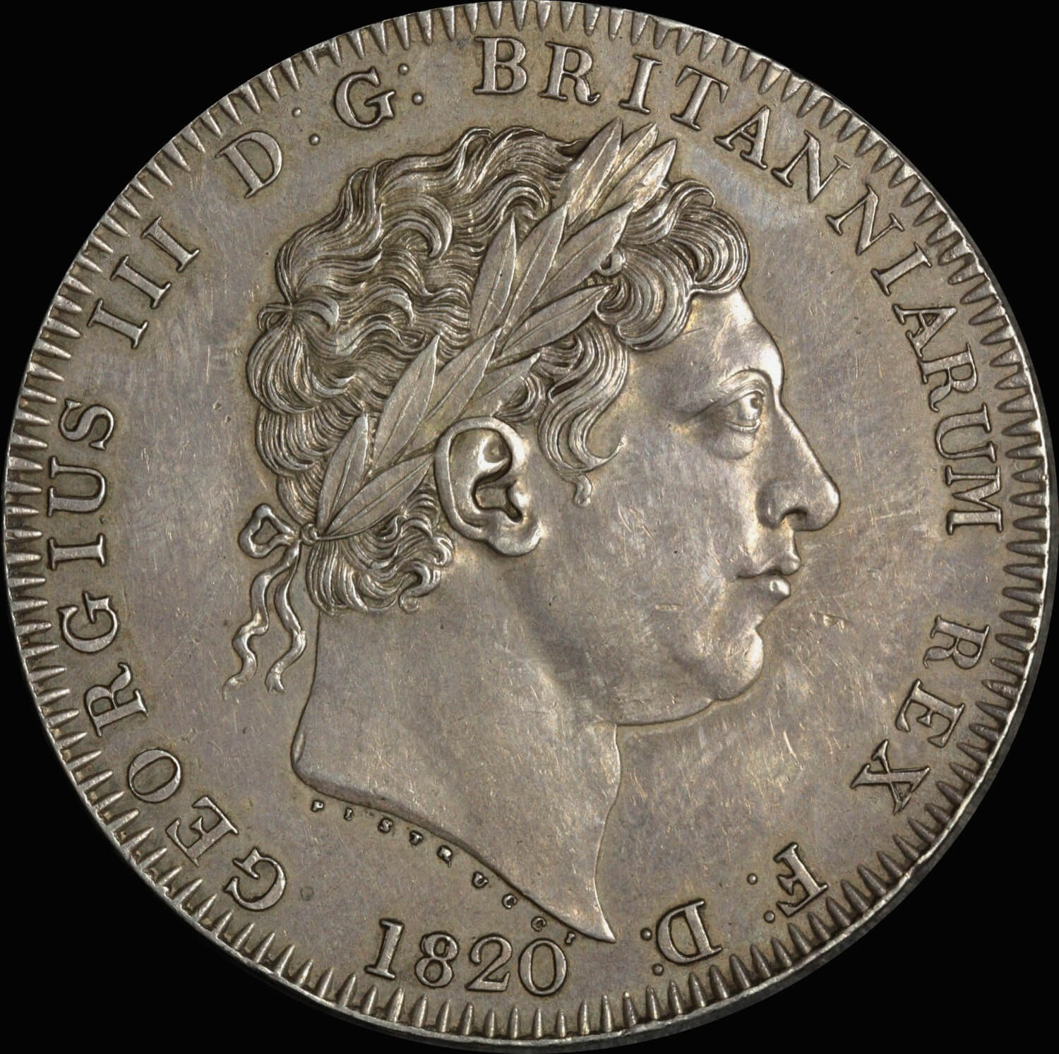 1820 Great Britain George III Lx Silver Crown S#3787 Extremely Fine (PCGS AU50) product image