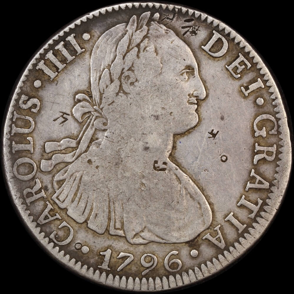 Mexico 1796 Silver 8 Reales with chopmarks KM#109 good Fine product image