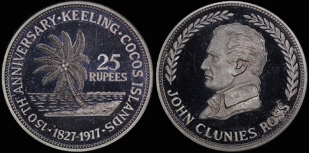 Keeling-Cocos Islands 1977 Cased Silver Proof 10 And 25 Rupee Pair product image