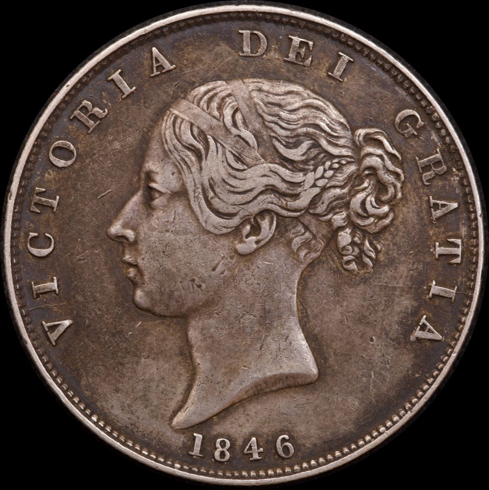 1846 Silver Half Crown Victoria S#3885 good VF product image