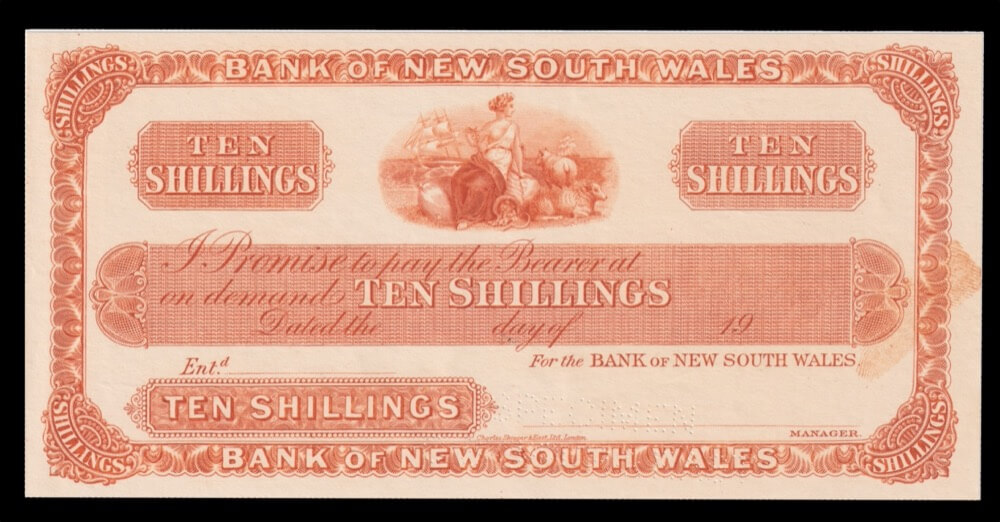 New Zealand Bank of NSW 1923 Ten Shillings Unissued Specimen Pick# S.161 about Unc product image