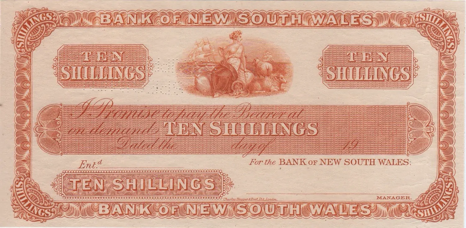 New Zealand Bank of NSW 1923 Ten Shillings Unissued Specimen Pick# S.161 about Unc product image