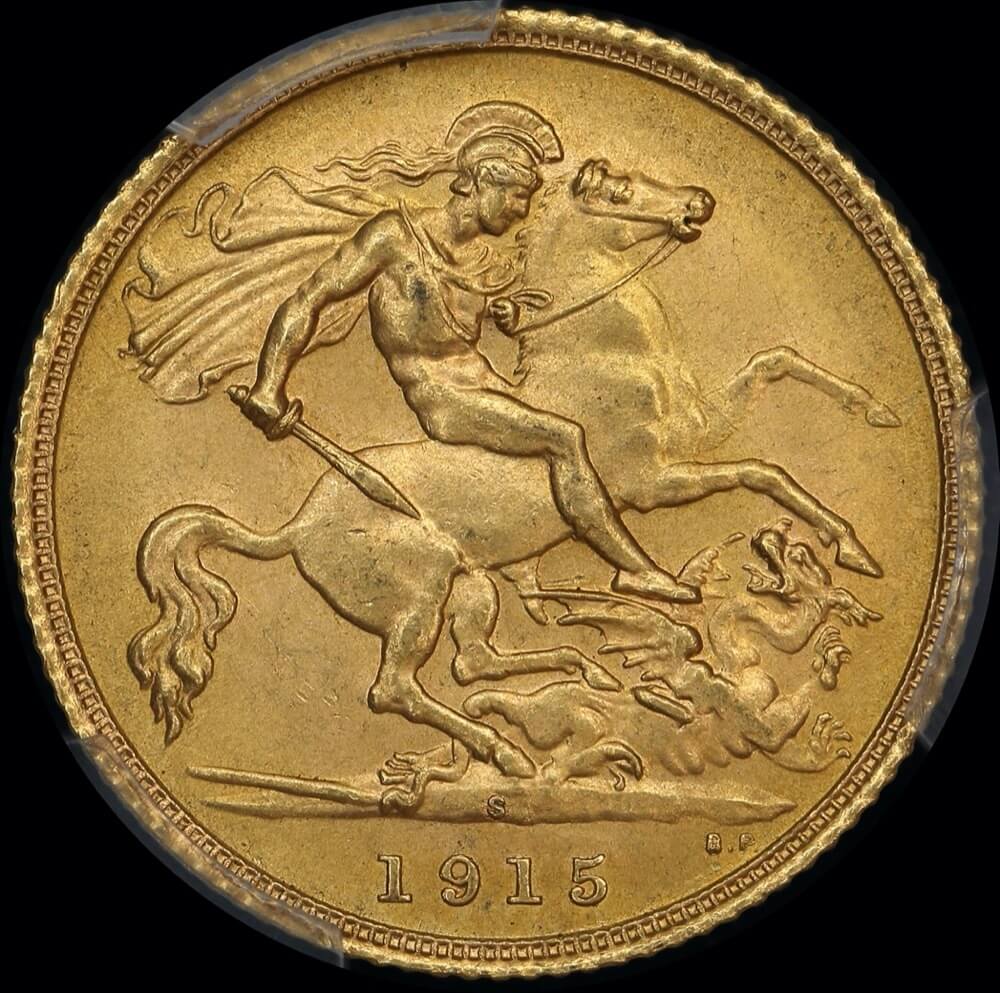 1915 Sydney George V Half Sovereign Choice Unc (PCGS MS64+) product image
