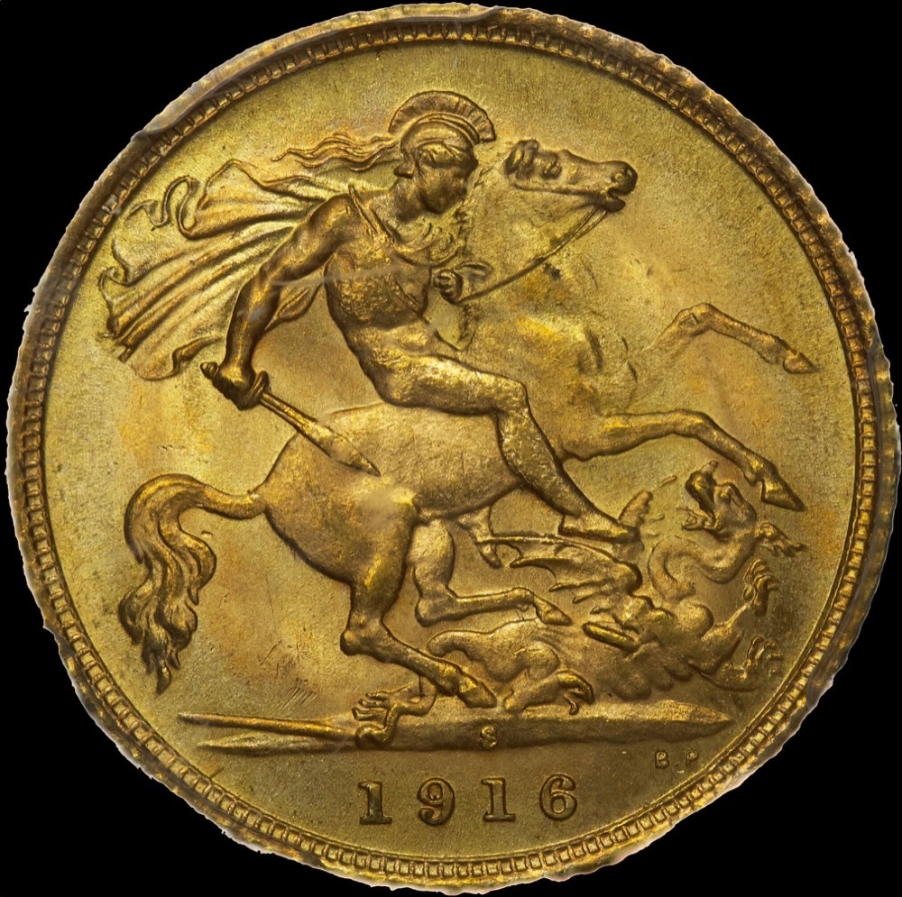 1916 Sydney George V Half Sovereign Gem Unc (PCGS MS66) product image