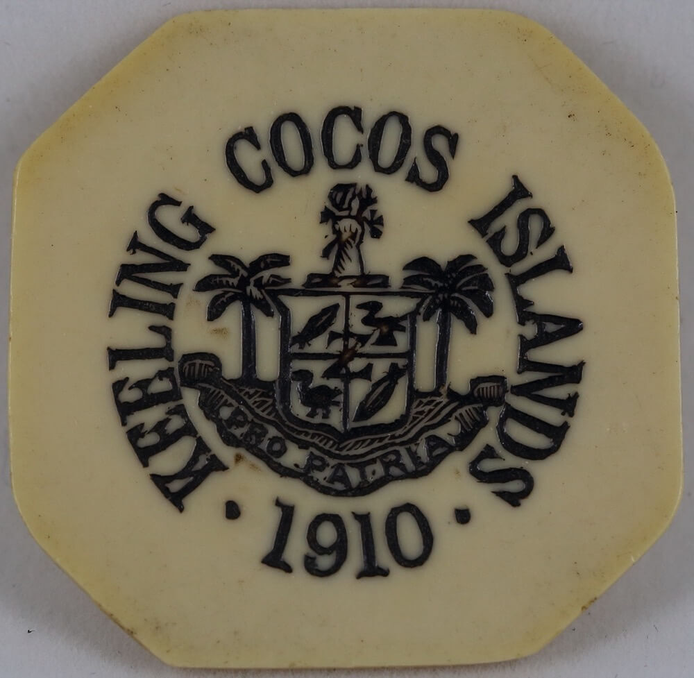 Keeling Cocos Islands 1913 Ivorine 5 Rupee KM#Tn7 good EF product image