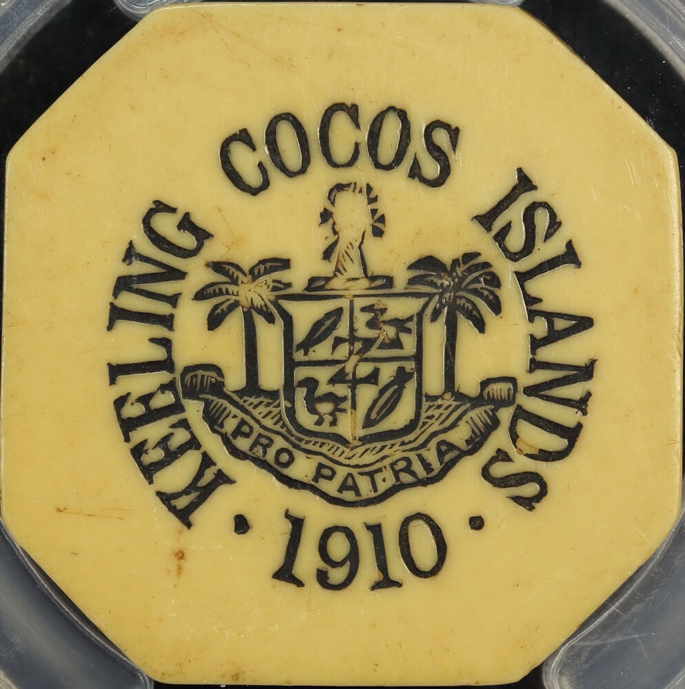 Keeling Cocos Islands 1913 Ivorine 5 Rupee KM#Tn7 PCGS AU58 product image
