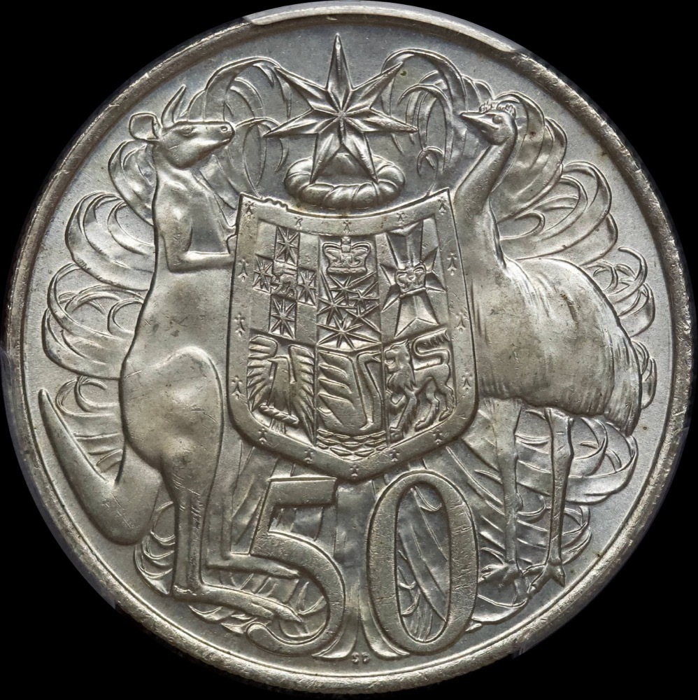 Australia 1966 Fifty Cent Silver Round Gem Unc (PCGS MS65) product image