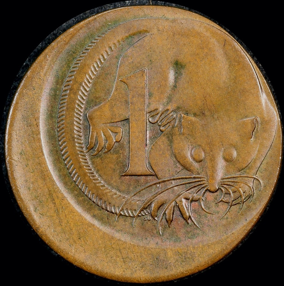 1966 Canberra 1 Cent 3mm Offstrike about Unc product image