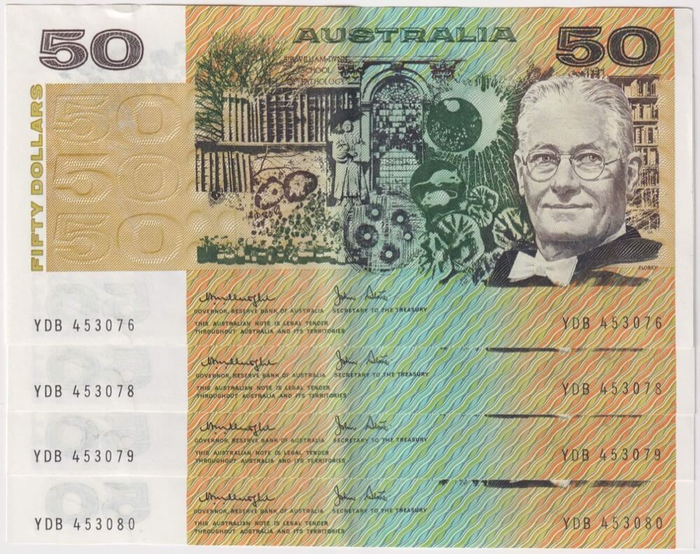 1979 $50 Note Run of 4 Knight/Stone R507 good EF product image