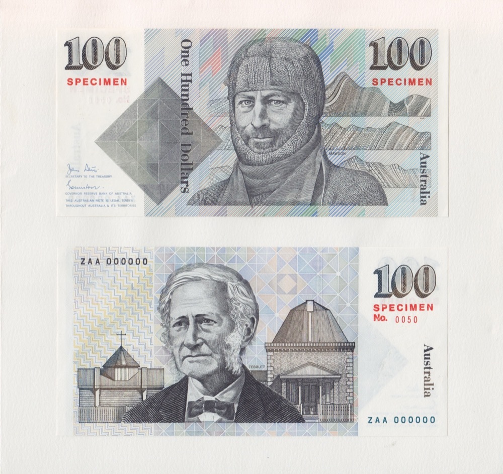 1984 100 Dollar Specimen Banknote Pair in Official Presentation Folder product image