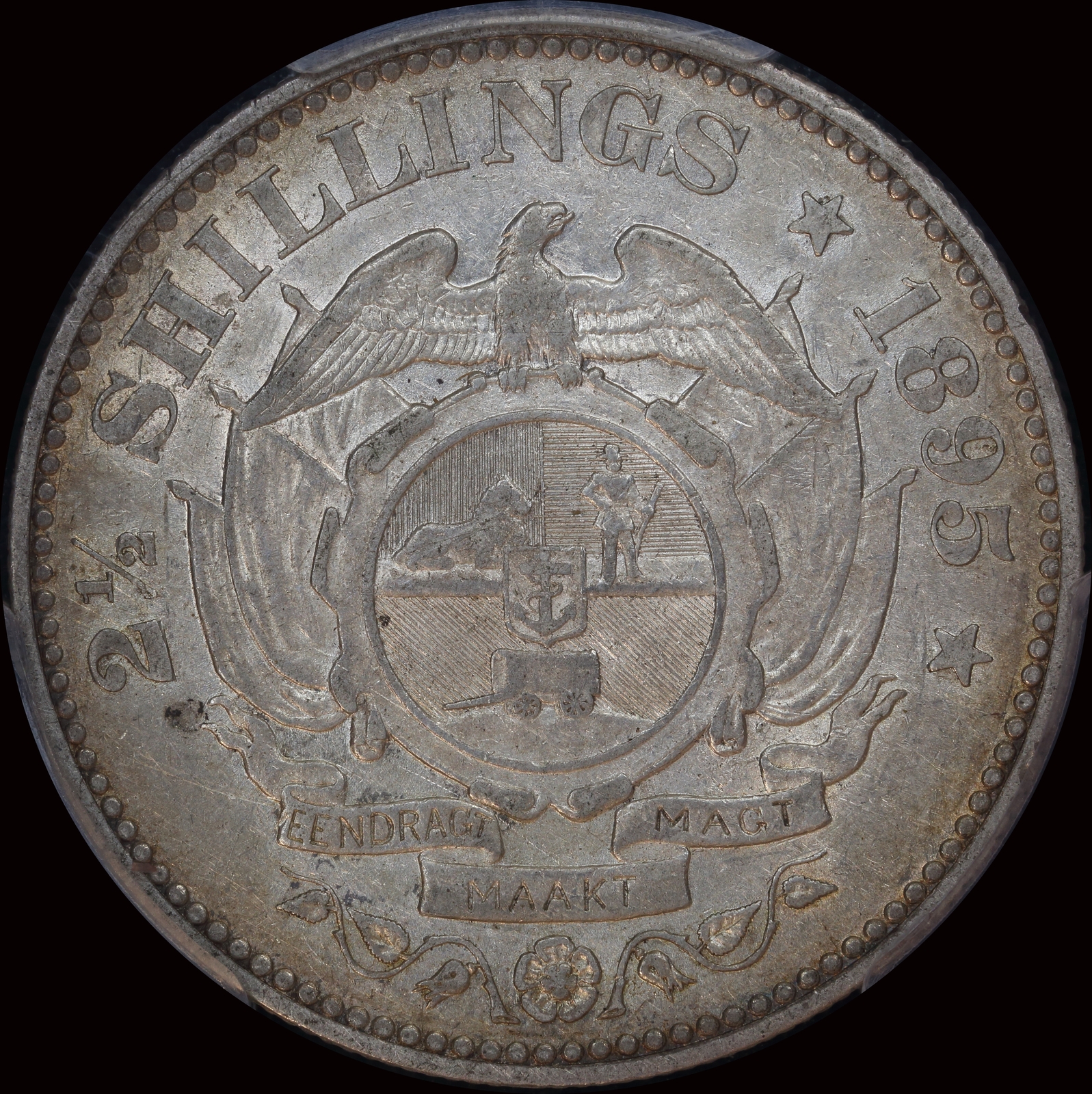 South Africa 1895 Silver 2 1/2 Shillings KM#7 PCGS AU53 product image