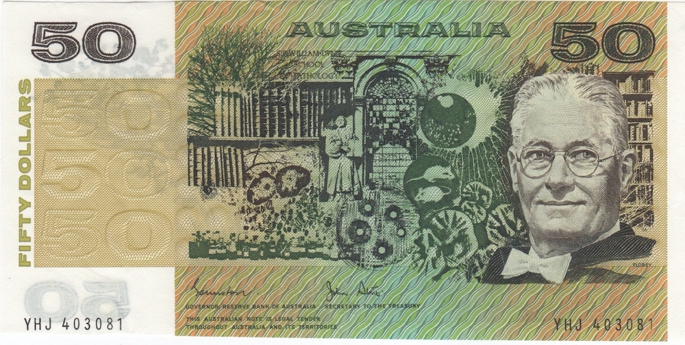 1983 $50 Note Johnston/Stone R508F YHJ First Prefix good EF product image