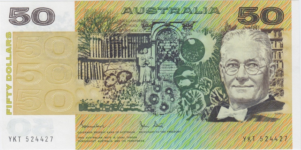 Stone/" ISSUE 1983 AUSTRALIA 1 $ UNC signed /"Johnston