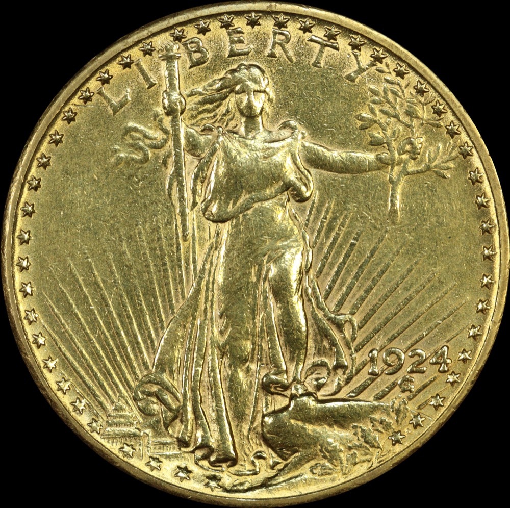 United States 1924 Gold 20 Dollar Double Eagle good VF product image
