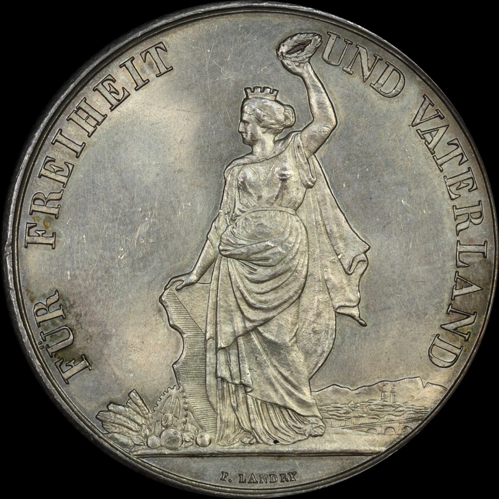 Switzerland (Zurich) 1872 Silver 5 Francs / Shooting Thaler KM#X.S11 PCGS MS64 product image