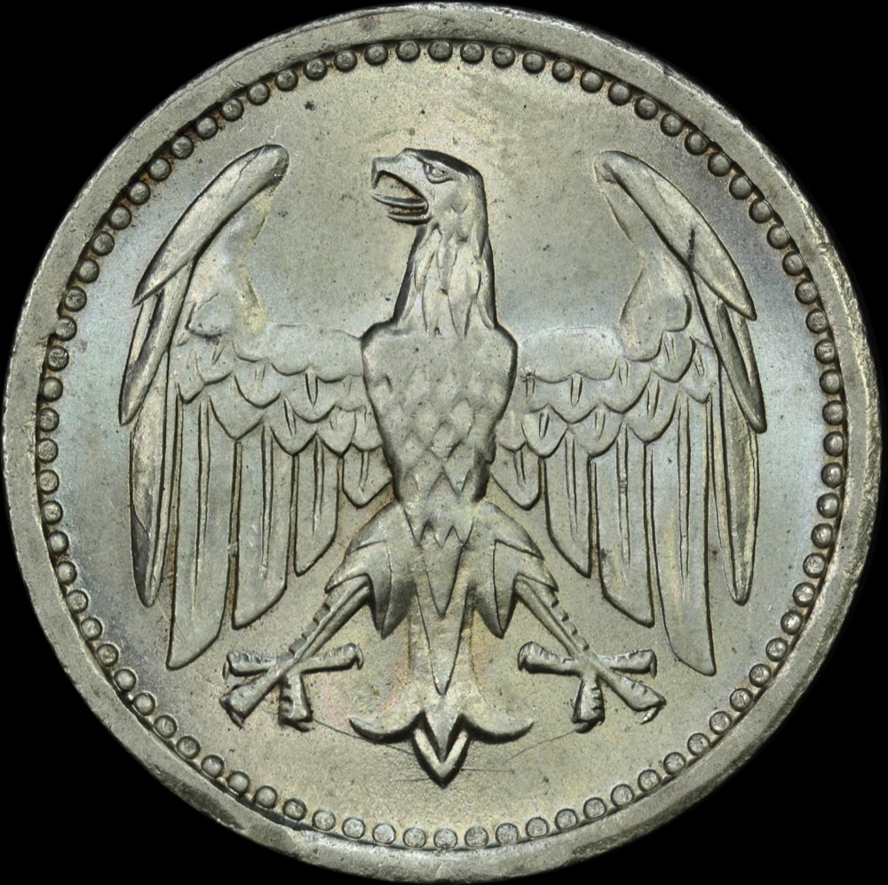 Germany (Weimar Republic) 1924-A Silver 3 Marks KM#43 Choice Uncirculated product image