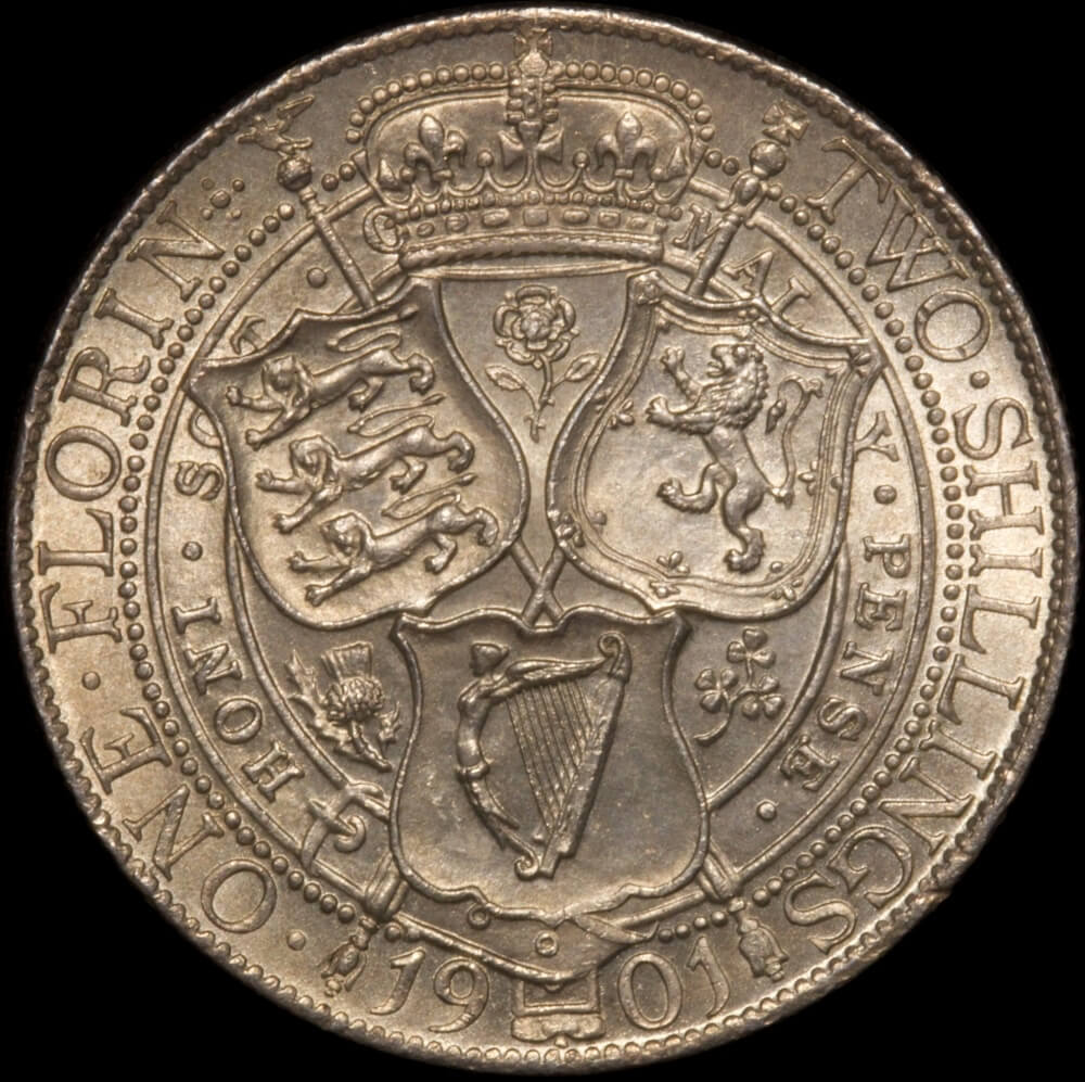 1901 Silver Florin Victoria S# 3939 Choice Uncirculated product image