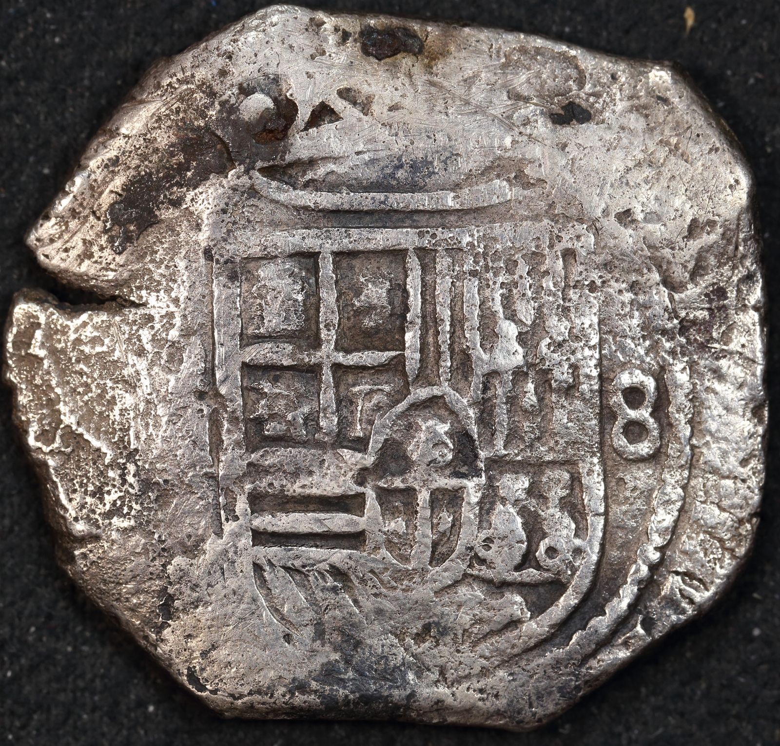 Mexico ca 1652 Silver 8 Reales ex Gilt Dragon shipwreck KM#45 Fine WAM Cert # 13287 product image