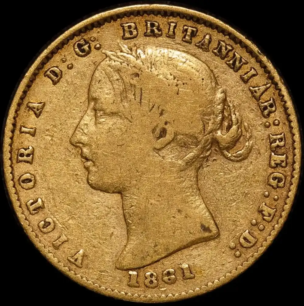 1861 Sydney Mint Type II Half Sovereign No Berry Reverse PCGS F12 product image