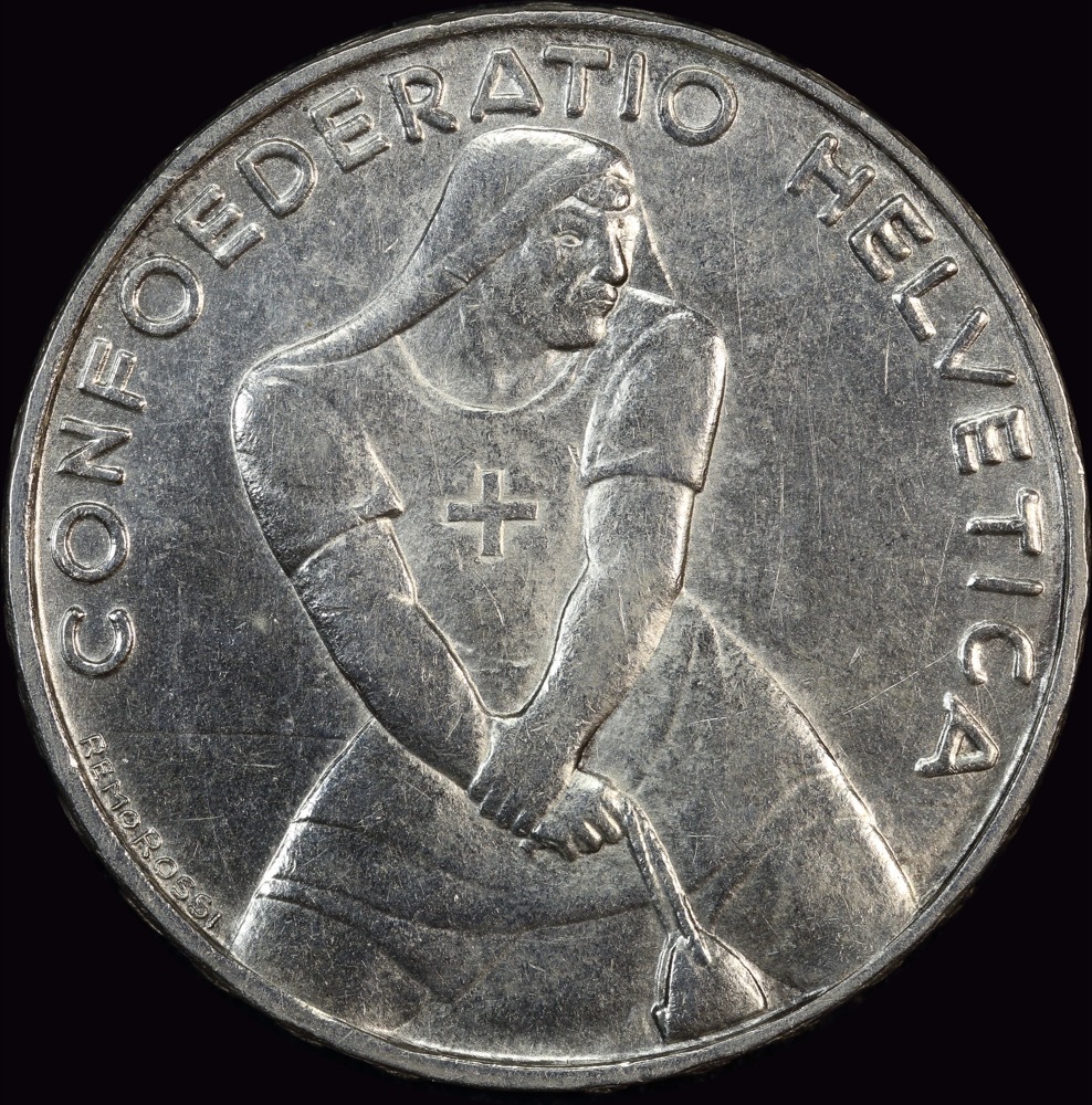 Switzerland 1939 Silver 5 Francs Battle of Laupen KM#42 Uncirculated product image