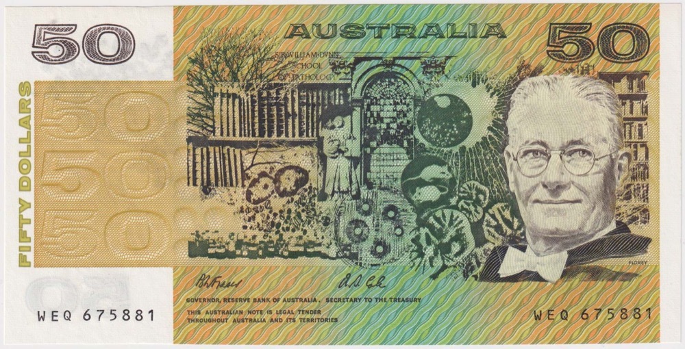 1991 $50 Note Fraser/Cole With Plate Letter R513a Uncirculated product image