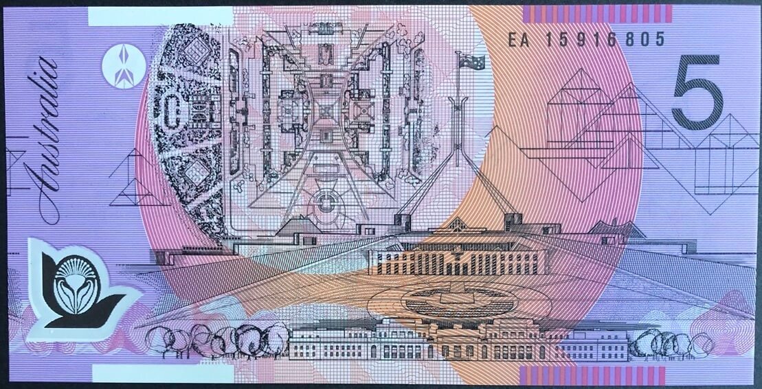 2015 $5 Note Stevens / Fraser EA15 Last Prefix R223L Uncirculated product image
