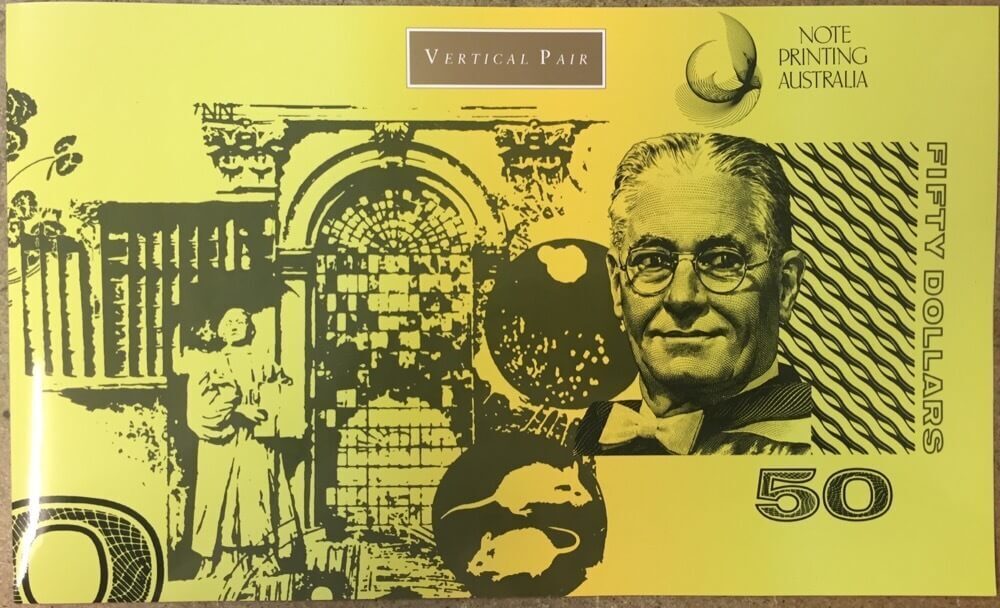 1994 Fifty Dollar Uncut Vertical Pair Black Serials product image