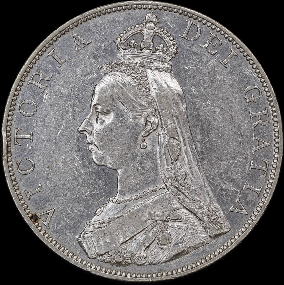 1887 Silver Double Florin Victoria S#3923 good EF product image