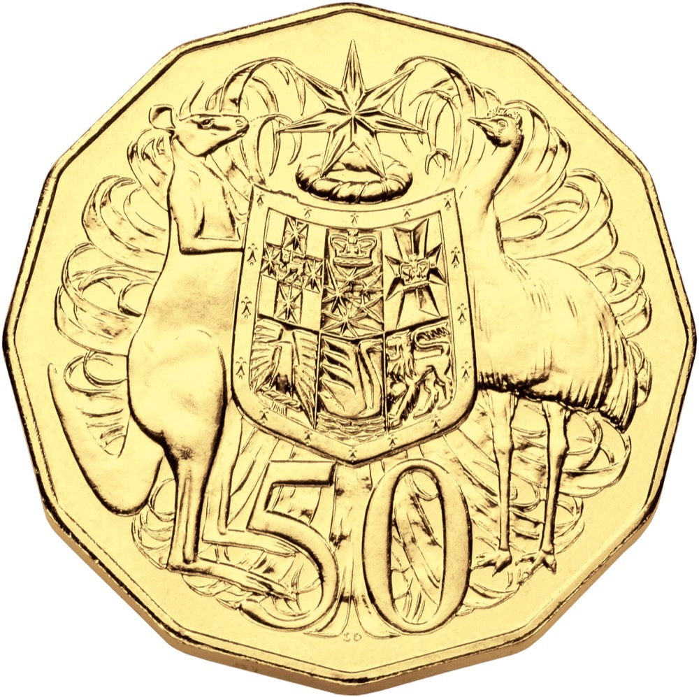 2015 Gold Plated 50 Cent in Presentation Card 50th Anniversary product image
