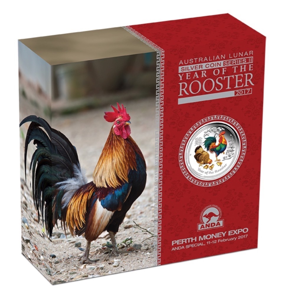 Silver Lunar 2 Ounce Rooster 2017 Perth Money Expo Show Special product image
