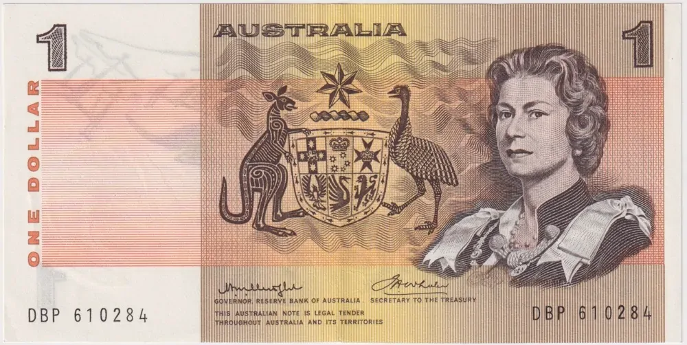 1976 R76bi $1 Note DBP Test Serials (Double Fold Paper) Knight/Wheeler good EF product image