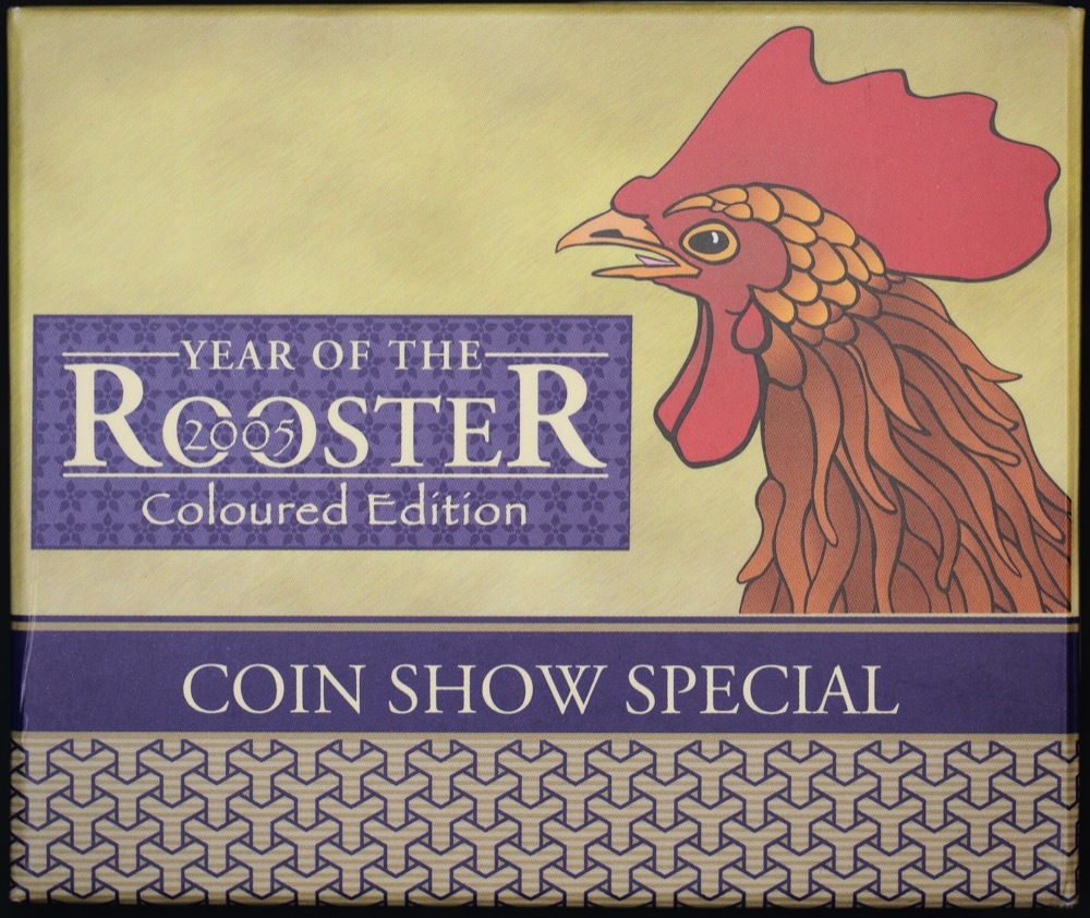 2005 Silver Lunar Two Ounce Unc Coloured Coin Rooster product image