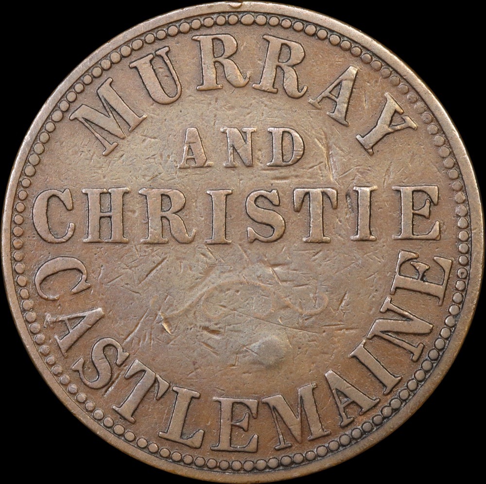 Murray & Christie Copper Penny Token 1862 A# 395/R# 390 about VF product image