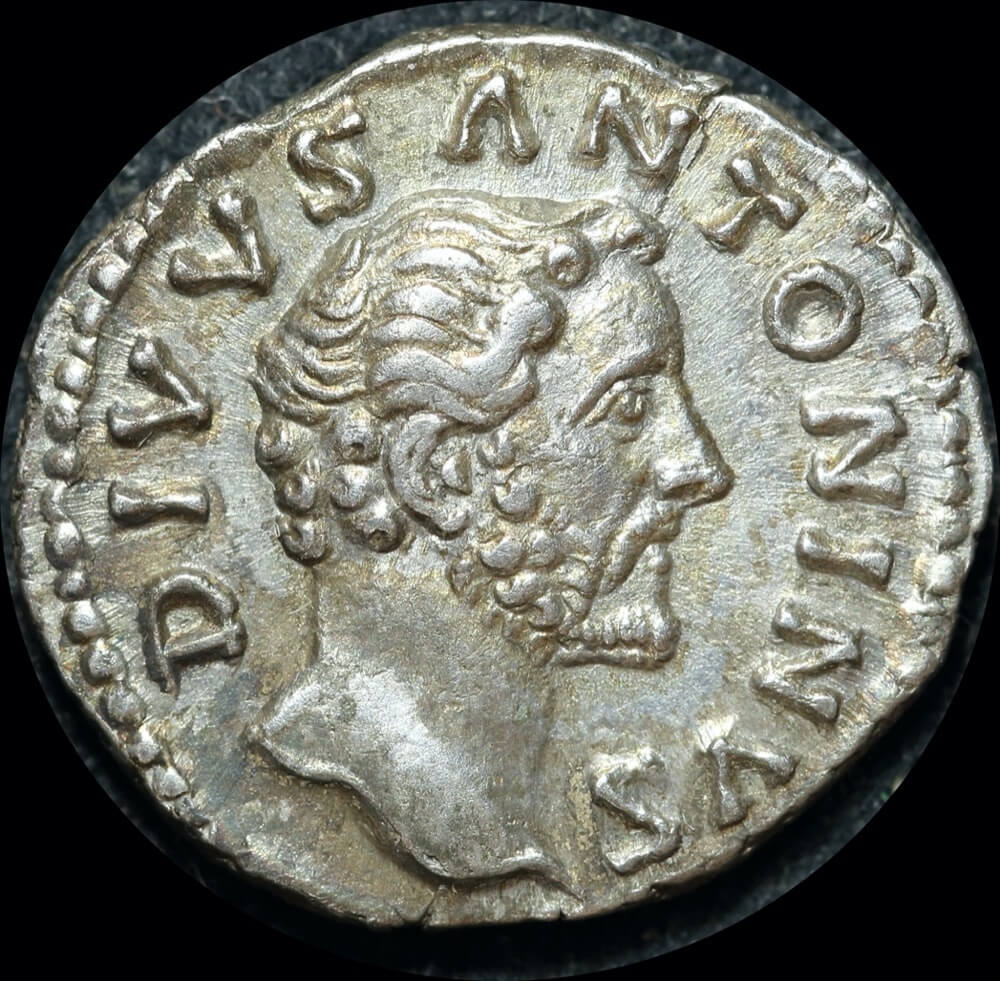 Ancient Rome (Imperial) 161 AD Antoninus Pius Silver Denarius Funeral Pyre RIC III 436 Extremely Fine product image