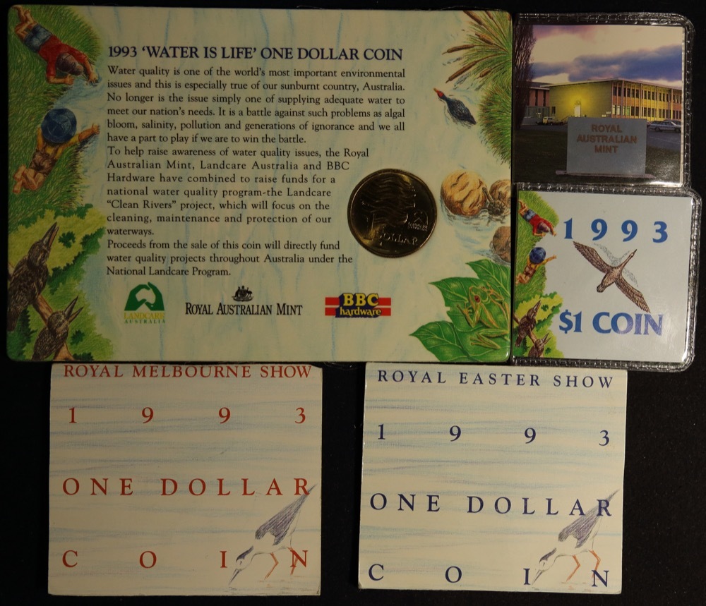 1993 Landcare Dollar Unc Set Of 5 Mintmarks $1 Coins C*2SM and BBC product image