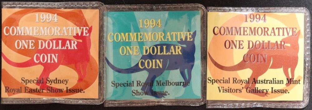 1994 Decade of the Dollar Set of 3 Mintmarks $1 Coins product image