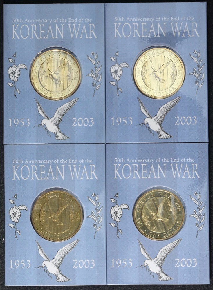 2003 Korean War Dollar Unc Set Of 4 Mintmarks CSM and B product image