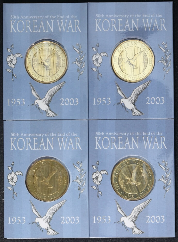 2003 Korean War Dollar Unc Set Of 4 Mintmarks CSM and B product image