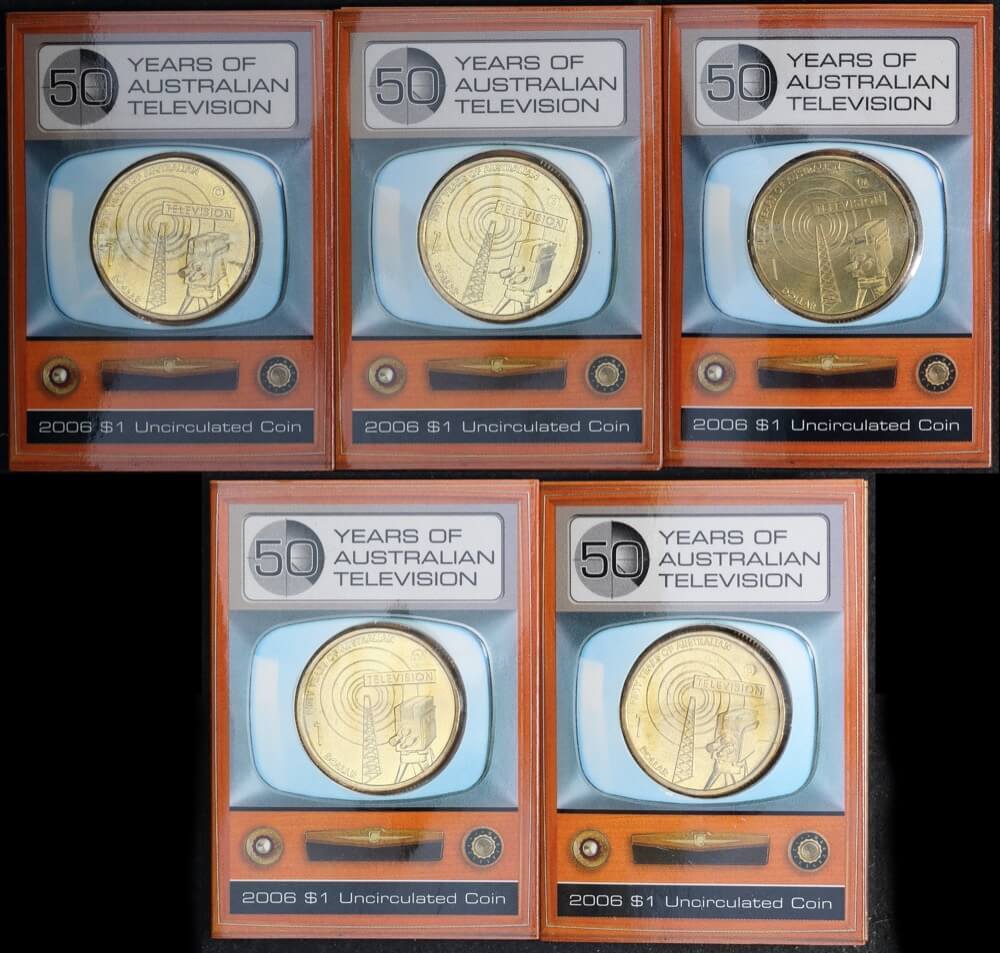 2006 TV Dollar Unc Set Of 5 Mintmarks CSMB and TV product image