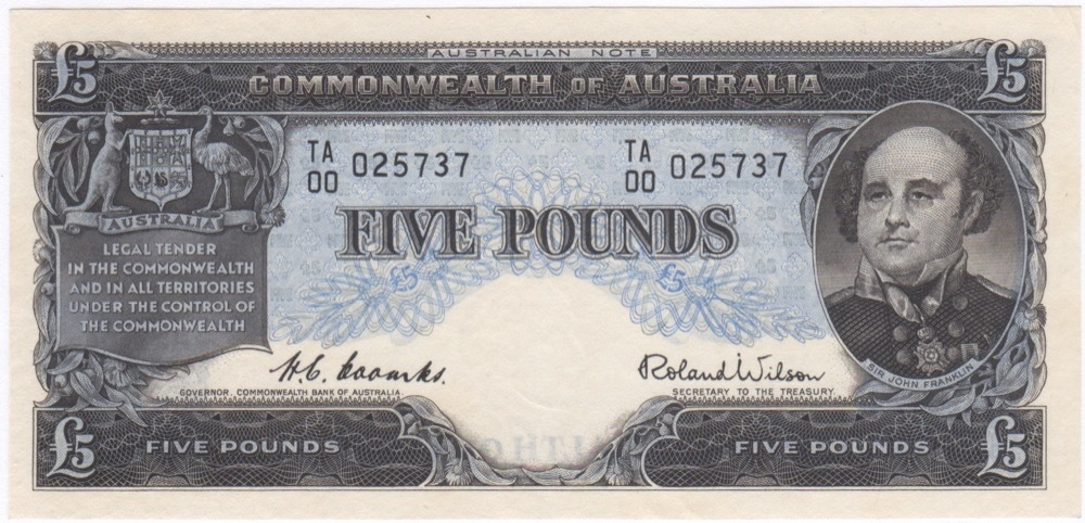 1954 Five Pound First Prefix TA/00 Coombs/Wilson R49F good EF product image