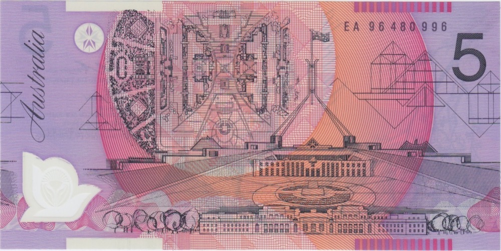 1996 $5 Note Fraser/Evans EA96 Last Prefix R217bL Uncirculated product image